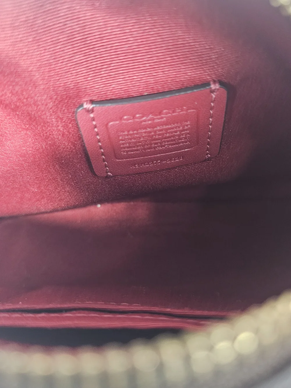 Coach Brown Signature Mini Crossbody with Red Strap